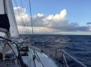 Sailing to Nuku Hiva: Close reaching on a nice afternoon passage between islands